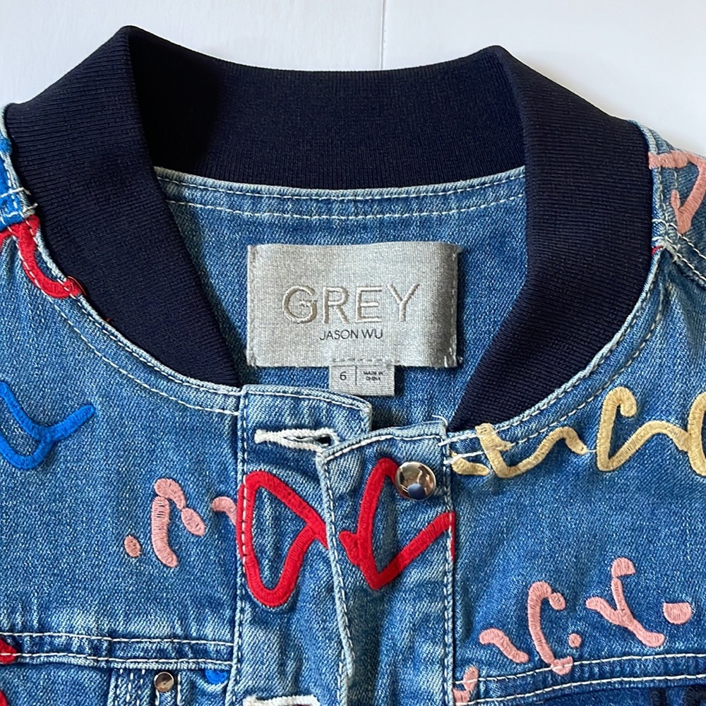 Grey Jason Wu Scribbled Denim Jacket 6 - image 3